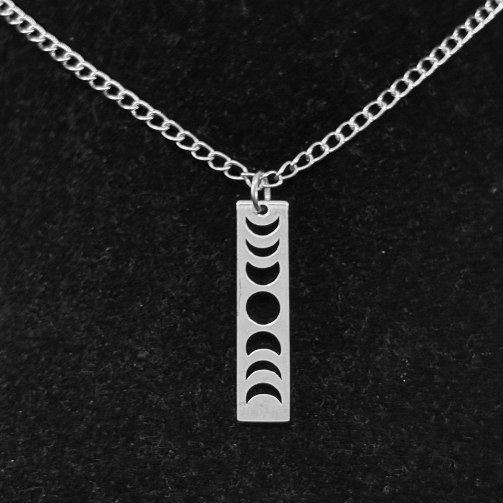 Silver Moon Phases Pendant Necklace